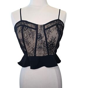 Sugar + Lips Black Lace Bustier Top Size Small Flaws